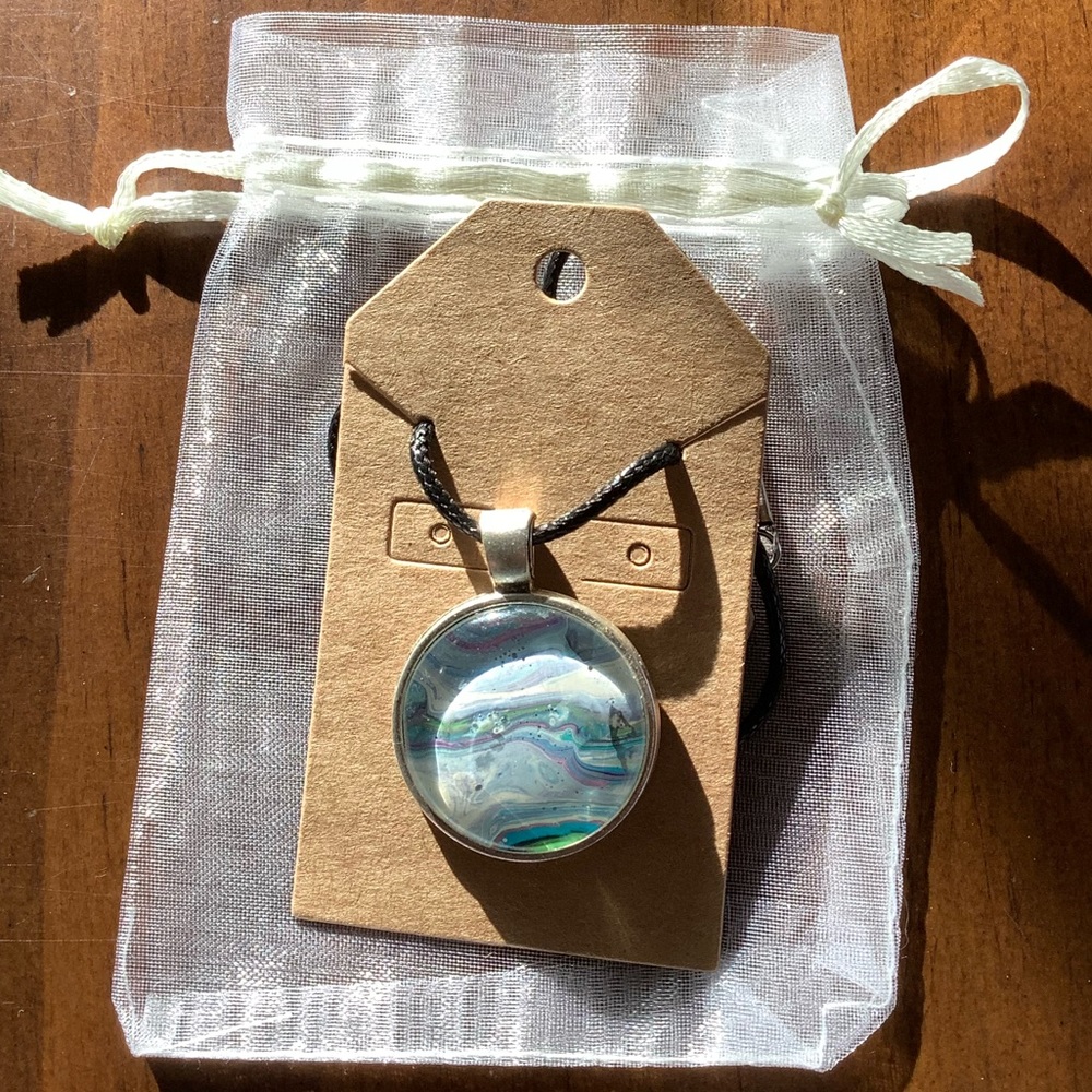 Handmade Acrylic Pour Necklace-Springtime